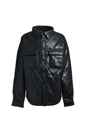 FAUX LEATHER QUILTING SHIRT / BLACK (BR25AW-S2004)