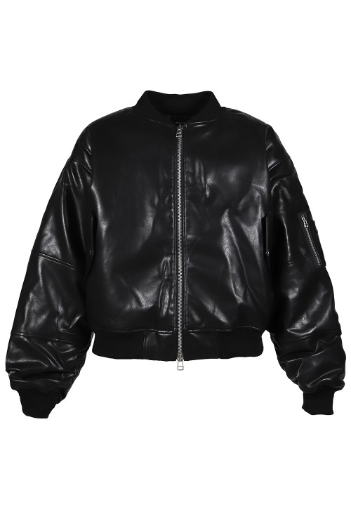 FAUX LEATHER BOMBER JACKET / BLACK (BR25AW- O0012) | セレクト