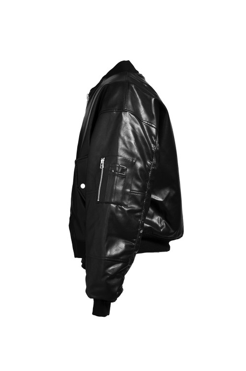 FAUX LEATHER BOMBER JACKET / BLACK (BR25AW- O0012) | セレクト