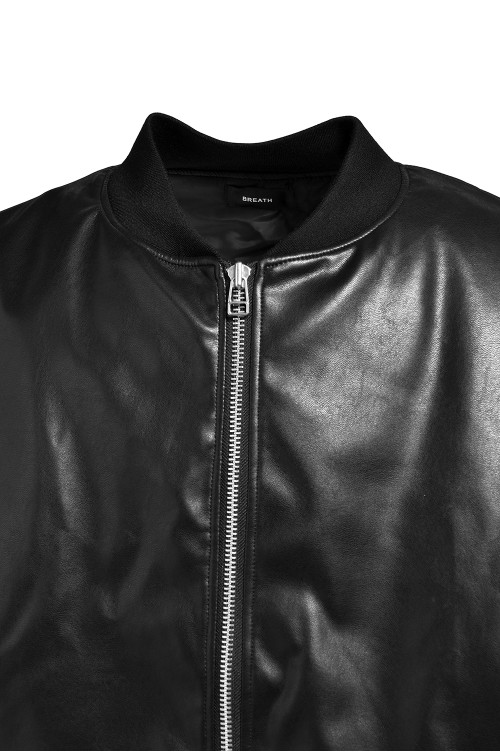 FAUX LEATHER BOMBER JACKET / BLACK (BR25AW- O0012) | セレクト