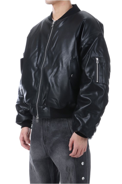 FAUX LEATHER BOMBER JACKET / BLACK (BR25AW- O0012) | セレクト