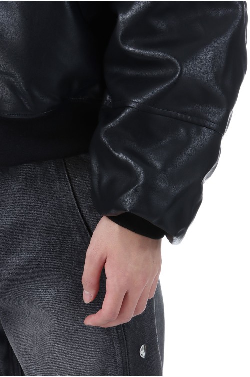 FAUX LEATHER BOMBER JACKET / BLACK (BR25AW- O0012) | セレクト