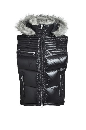 FUR SHINY DOWN VEST / BLACK (BR25AW-O0014)