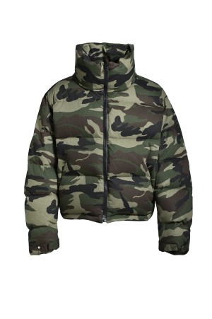 FAUX LEATHER CAMO DOWN JACKET / WOODLAND CMAO (BR25AW-O0017)