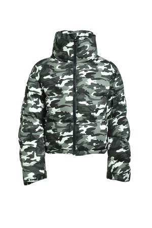FAUX LEATHER CAMO DOWN JACKET / SNOW CAMO (BR25AW-O0017)