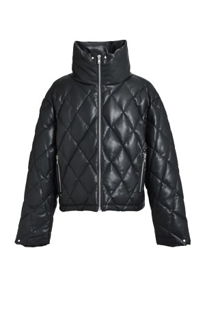 FAUX LEATHER QUILTING DOWN JACKET / BLACK (BR25AW-O0020)