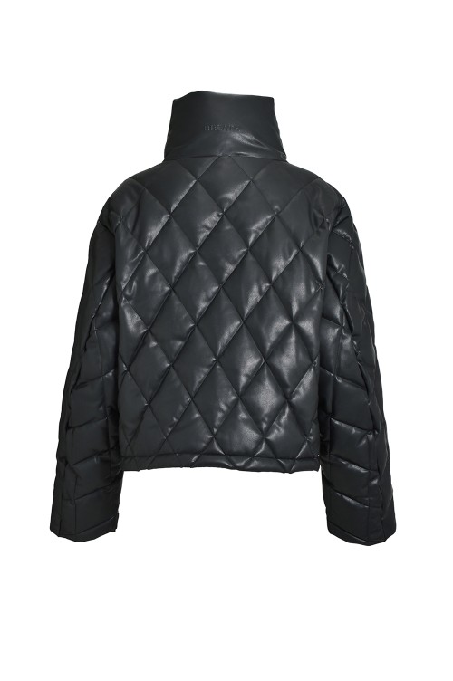 FAUX LEATHER QUILTING DOWN JACKET / BLACK (BR25AW-O0020