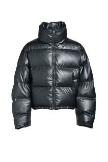 FAUX LEATHER MATTE CROCODILE DOWN JACKET / BLACK (BR25AW-O0021)