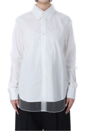 Long Sleeve Tulle Shirt -White (CB-25168A)