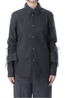 Long Sleeve Tulle Shirt -Gray (CB-25168A)