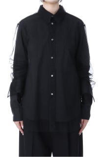 Long Sleeve Tulle Shirt -Black (CB-25168A)