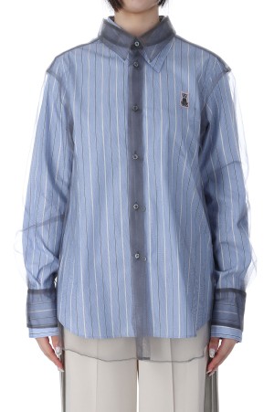 Long Sleeve Tulle Shirt -Blue (CB-25168B)