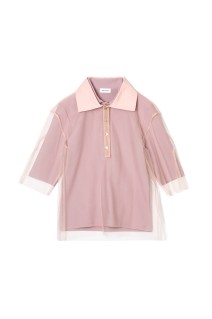 Short Sleeve Tulle Polo Shirt - Pink (CT-25199)