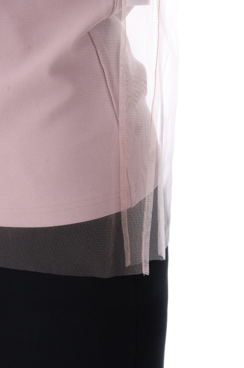 Short Sleeve Tulle Polo Shirt - Pink (CT-25199) | セレクトショップ