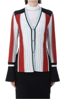 Geometric Pattern Knitted Cardigan - NAVY (MM25FW-KN007)
