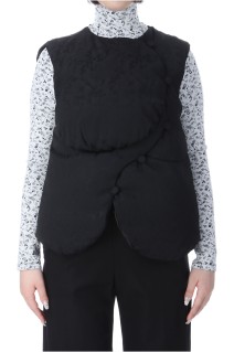 Floral Jacquard Rounded Down Vest - BLACK (MM25FW-JK013)
