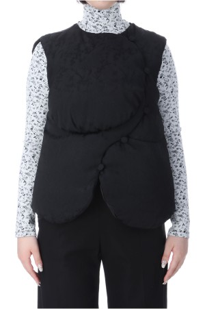 Floral Jacquard Rounded Down Vest - BLACK (MM25FW-JK013)