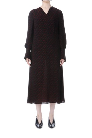 Cupro Triacetate Floral Jacquard Dress- BLACK (MM25FW-DR022)