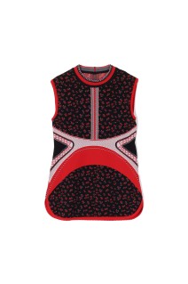 Floral Jacquard Sleeveless Knitted Top- BLACK (MM25FW-KN026)