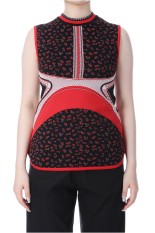 Floral Jacquard Sleeveless Knitted Top- BLACK (MM25FW-KN026)