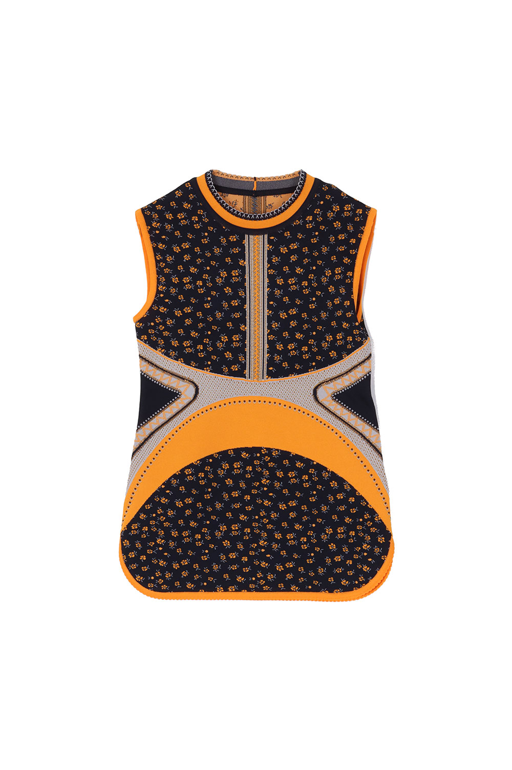 Floral Jacquard Sleeveless Knitted Top- NAVY (MM25FW-KN026