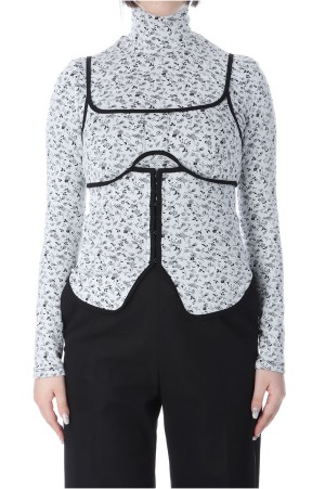 Floral Jacquard Fraise Stitch Camisole Top- WHITE (MM25FW-JS029)