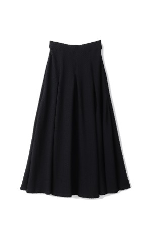 Shirring Jersey Jacquard Flare Skirt - BLACK (MM25FW-JS041)