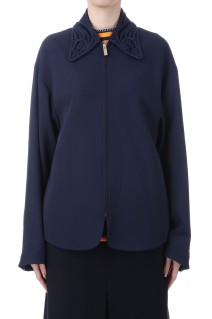 Wool Venetian Embroidery Collar Jacket - NAVY (MM25FW-JK049)