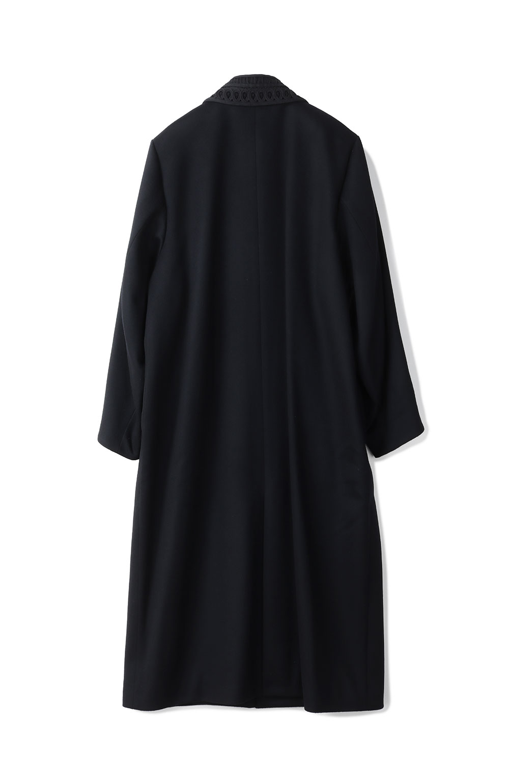 Wool Melton Embroidery Collar Long Coat - BLACK (MM25FW