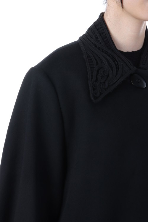 KURO クロ MELTON WOOL M-51 COAT Wool Melton Embroidery Collar Long Coat - BLACK (MM25FW