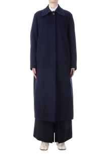 Wool Melton Embroidery Collar Long Coat- NAVY (MM25FW-CO052)