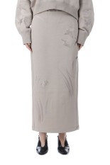 Floral Motif Embroidered Sweater Skirt - BEIGE (MM25FW-JS072)