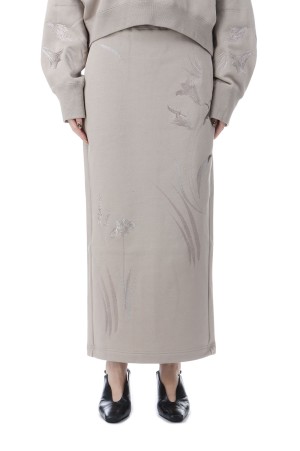 Floral Motif Embroidered Sweater Skirt - BEIGE (MM25FW-JS072)