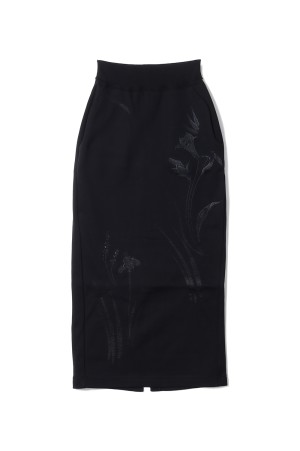 Floral Motif Embroidered Sweater Skirt - BLACK (MM25FW-JS072)