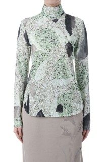 Marble Print Jersey High Neck Top - GREEN (MM25FW-JS076)