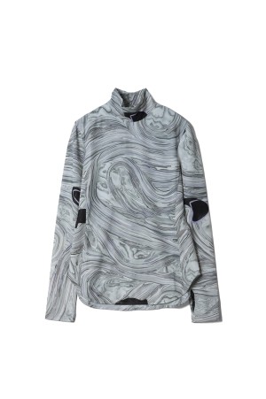 Marble Print Jersey High Neck Top- GREY (MM25FW-JS076)