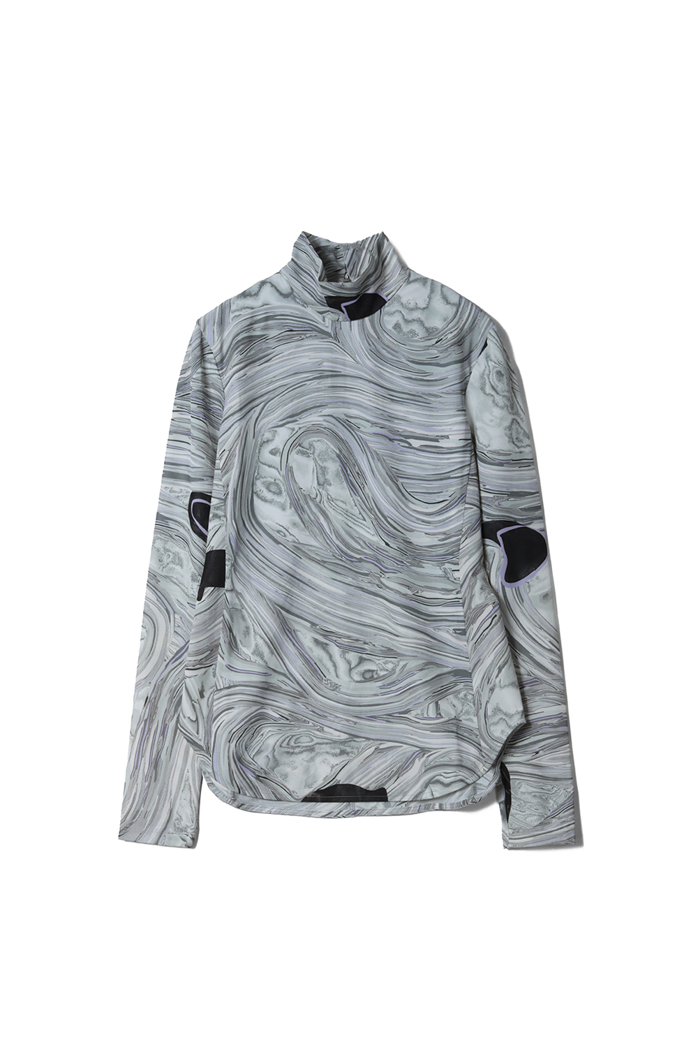 Marble Print Jersey High Neck Top- GREY (MM25FW-JS076) | セレクト