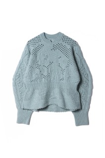 Multi Pattern Low Gauge Knitted Top- LIGHT BLUE (MM25FW-KN091)