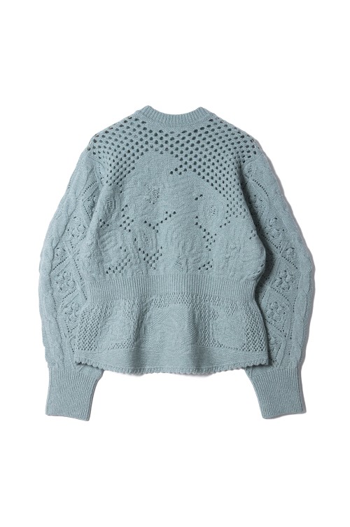 Multi Pattern Low Gauge Knitted Top- LIGHT BLUE (MM25FW-KN091