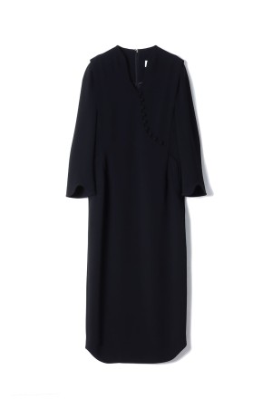 Triacetate Georgette V-Neck Dress- BLACK (MM25FW-DR108)