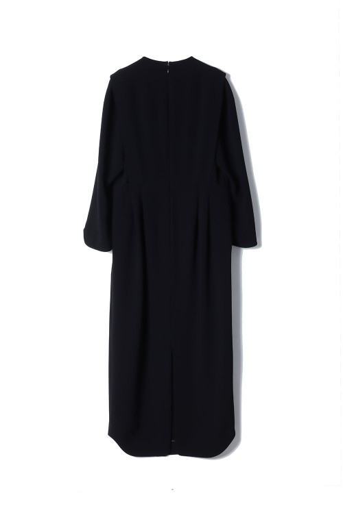 Triacetate Georgette V-Neck Dress- BLACK (MM25FW-DR108) | セレクト