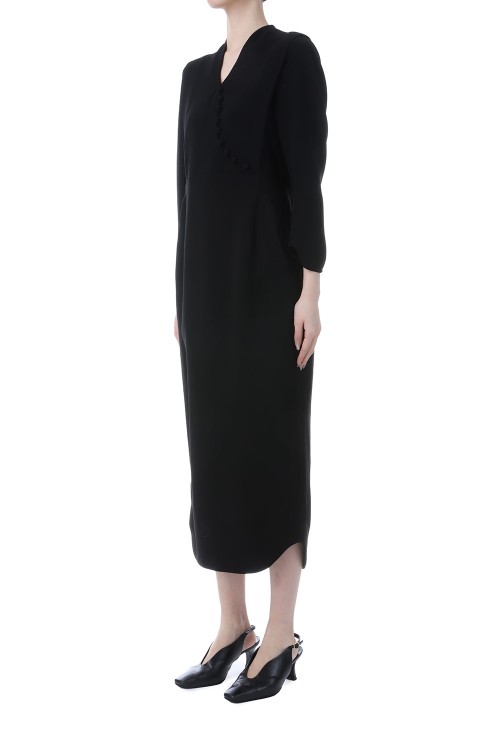 Triacetate Georgette V-Neck Dress- BLACK (MM25FW-DR108) | セレクト