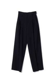 Acetate Polyester High Waisted Trousers- BLACK (MM25FW-PT117)