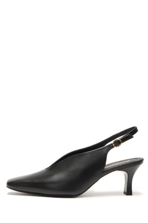Curved Line Sling Back Heels- BLACK (MM25FW-AC301)