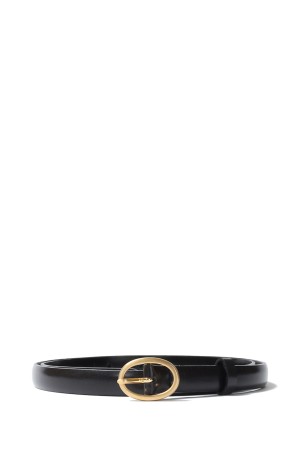 Cow Hide Leather Narrow Belt- BLACK (MM25FW-AC306)