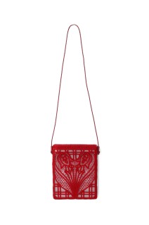 Cording Embroidery Pouch With Leather Strap - RED (MM25FW-AC322)