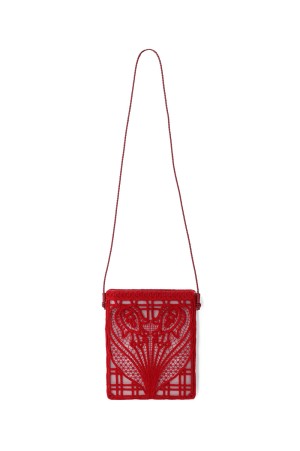 Cording Embroidery Pouch With Leather Strap - RED (MM25FW-AC322)