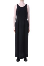 TENSE WOOL DOUBLE CLOTH SLEEVELESS DRESS - DARK NAVY (A25AD04WP)