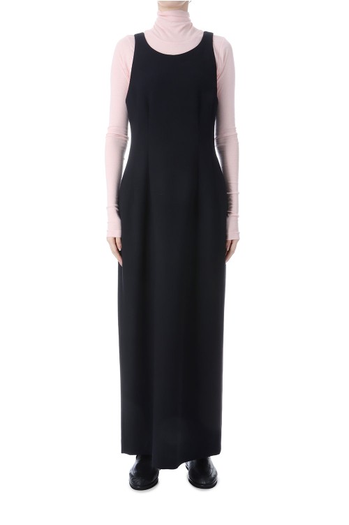 TENSE WOOL DOUBLE CLOTH SLEEVELESS DRESS - DARK NAVY (A25AD04WP