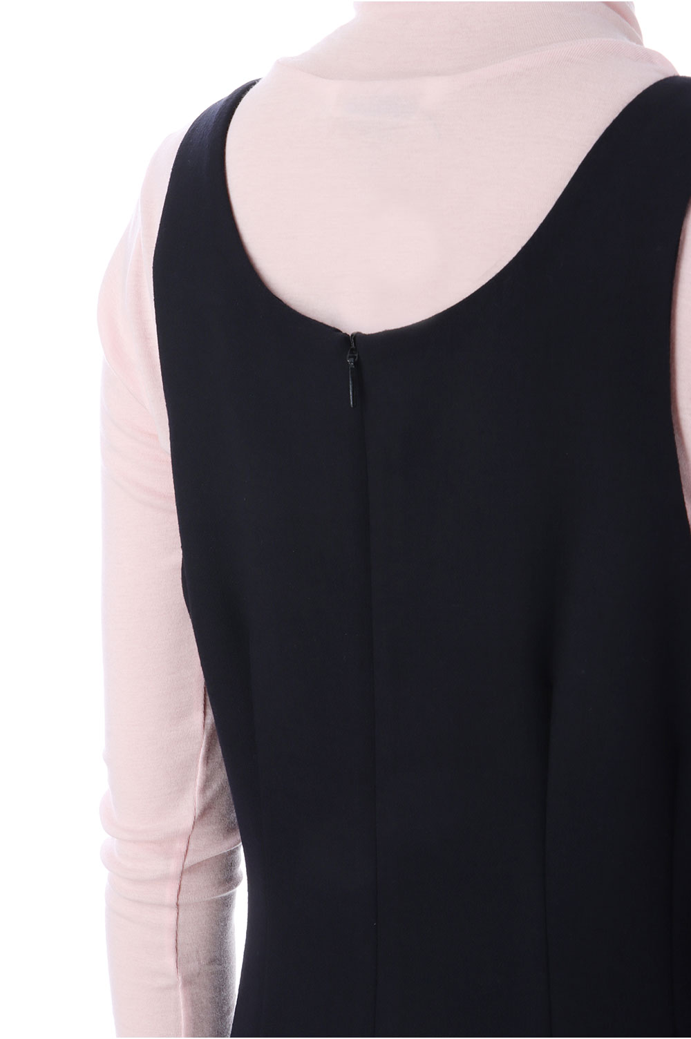 TENSE WOOL DOUBLE CLOTH SLEEVELESS DRESS - DARK NAVY (A25AD04WP